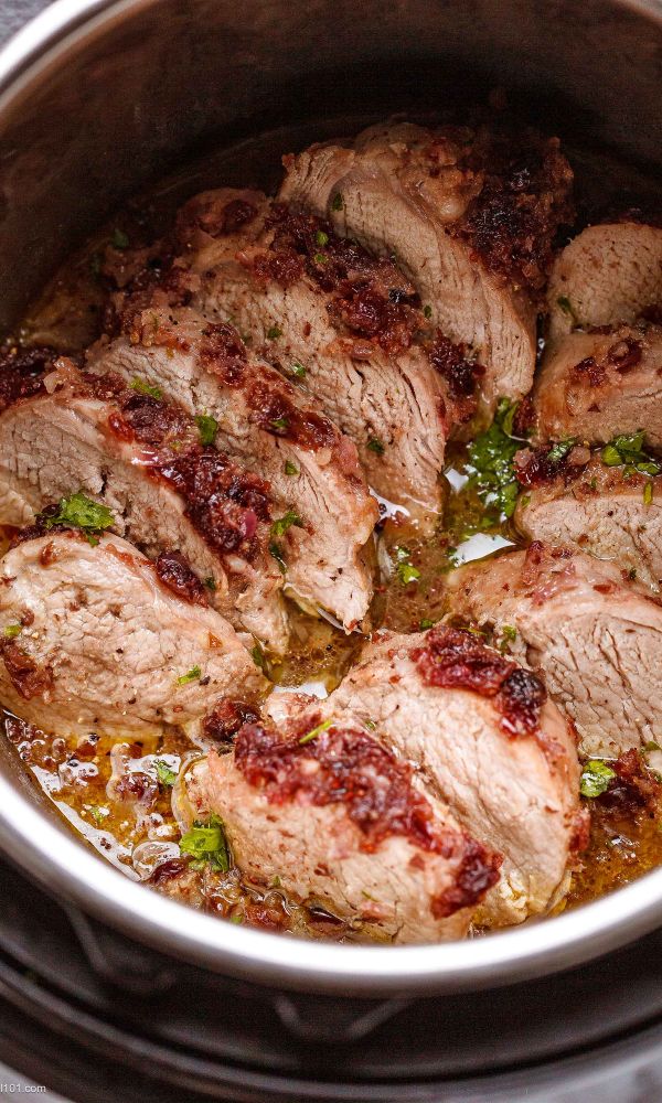 Instant Pot Pork Tenderloin with Cranberry Butter Sauce