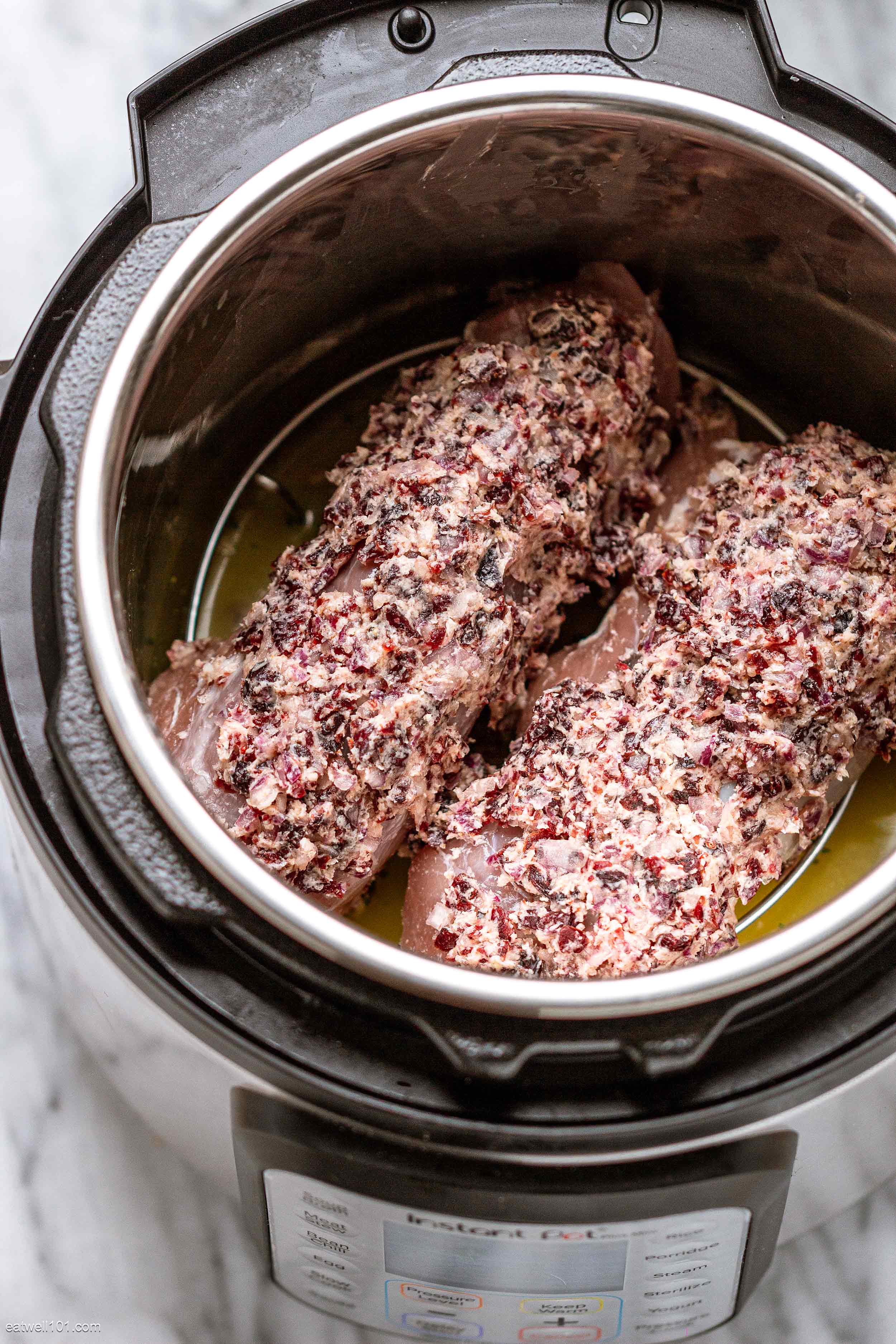 Instant Pot Pork Tenderloin with Cranberry Butter Sauce