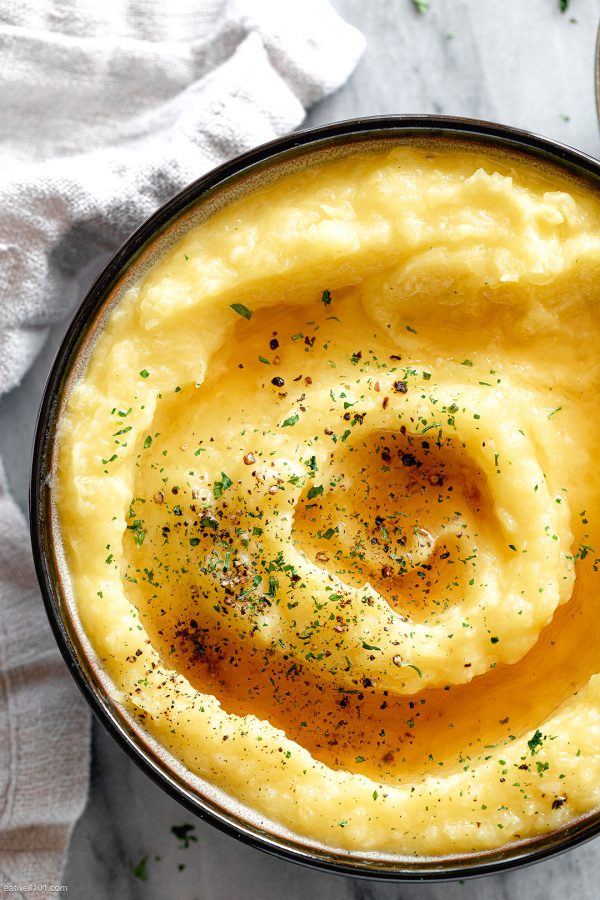 Parmesan Mashed Spaghetti Squash - #recipe by #eatwell101 - https://www.eatwell101.com/parmesan-butter-spaghetti-squash-mash-recipe