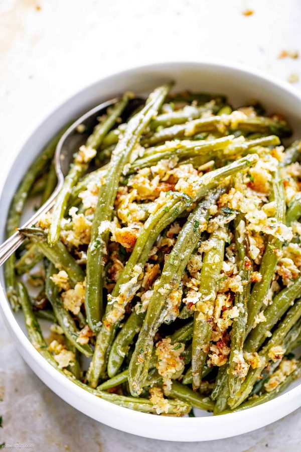 Roasted Green Beans with Garlic Parmesan - #recipe by #eatwell101 - https://www.eatwell101.com/roasted-garlic-parmesan-green-beans-recipe