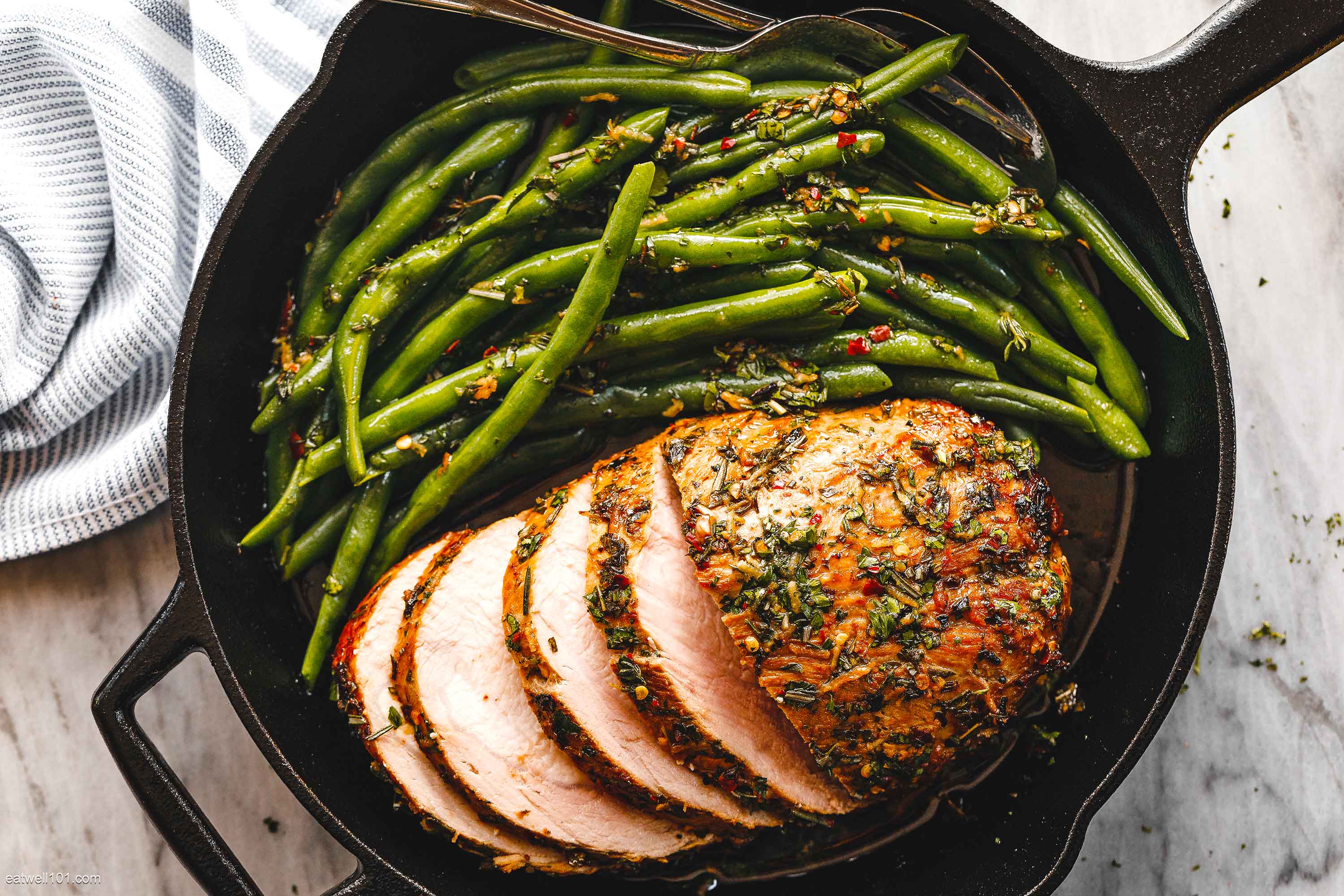 Roasted Pork Loin with Green Beans