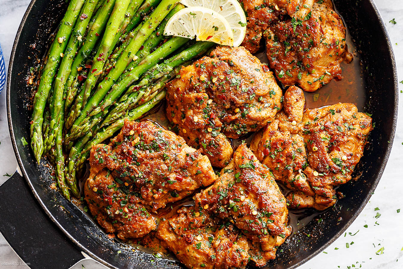 Asado Chicken Thighs and Sauteed Lemon Asparagus