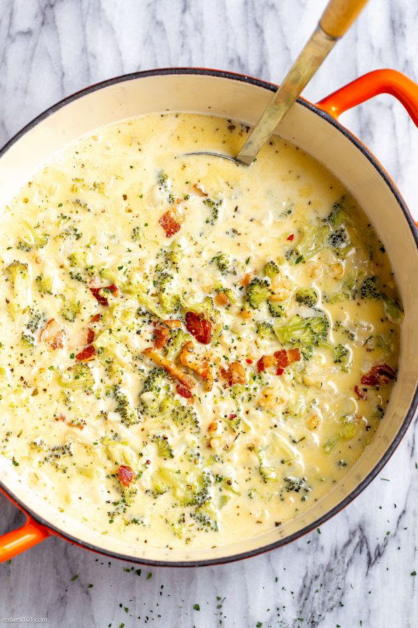 Broccoli Cauliflower Soup - #recipe by #eatwell101 - https://www.eatwell101.com/broccoli-cauliflower-cheese-soup-recipe