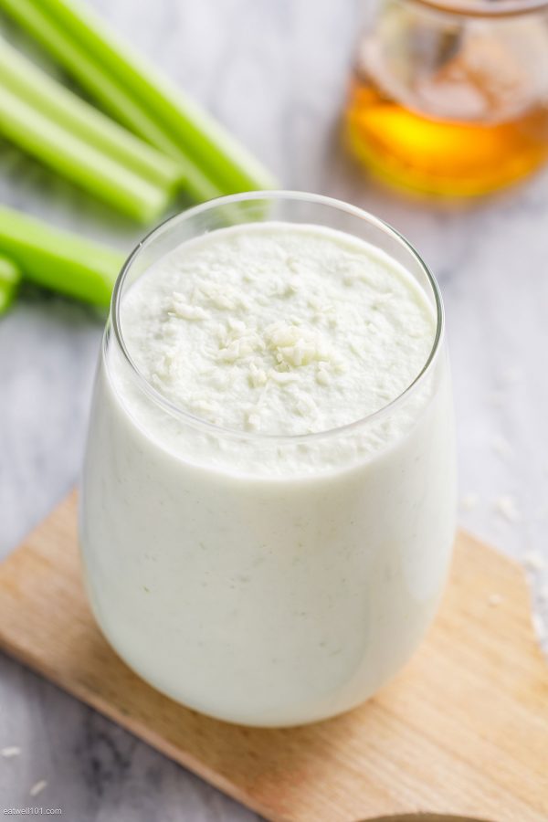 Coconut Celery Smoothie {Dairy Free} - #recipe by #eatwell101 - https://www.eatwell101.com/coconut-celery-smoothie-recipe