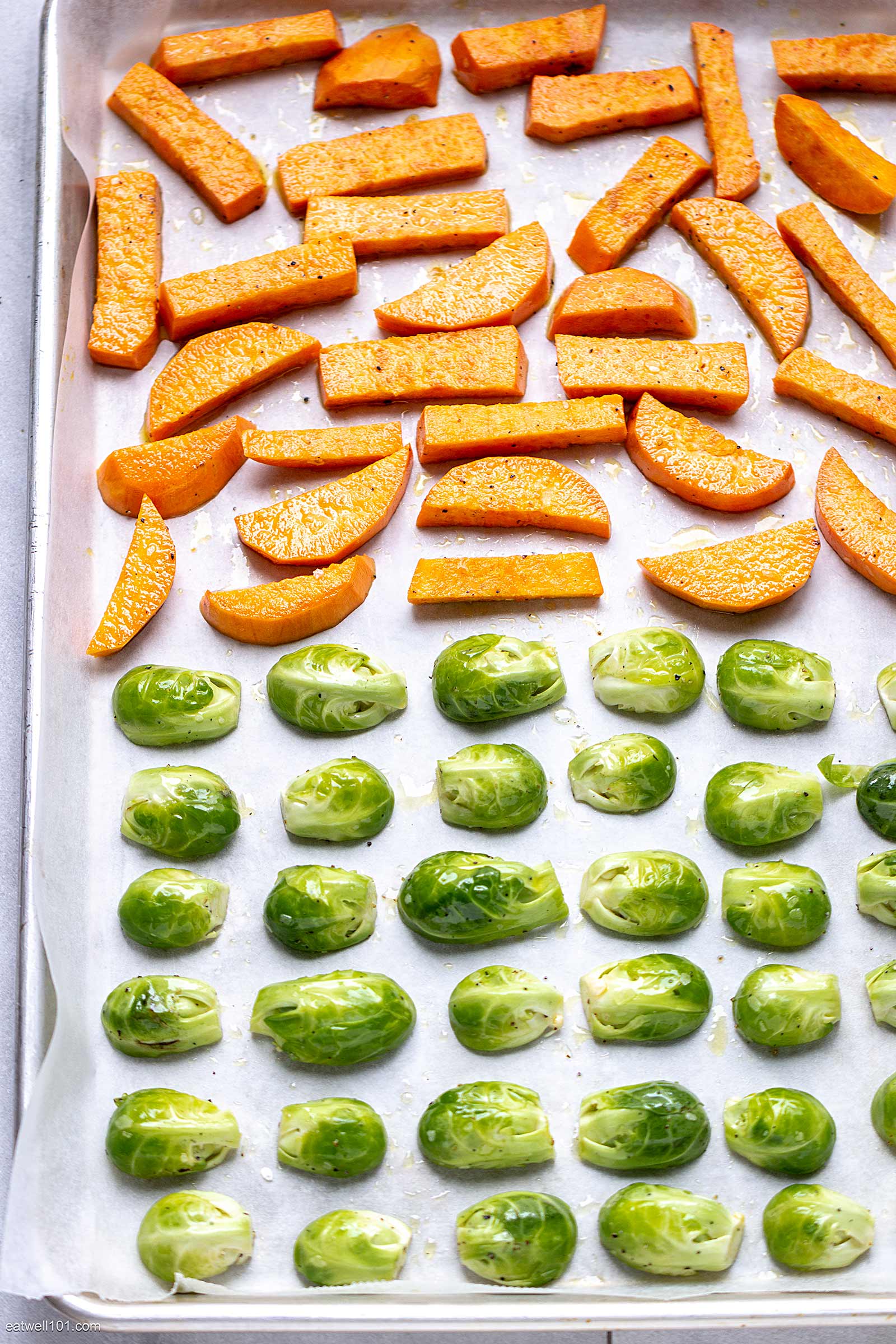 Oven-Roasted Brussels Sprouts and Sweet Potatoes 1