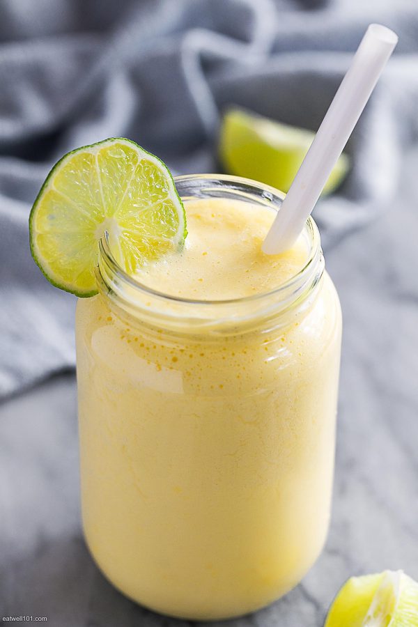 Mango Pineapple Coconut Milk Smoothie {Dairy Free} - #recipe by #eatwell101 - https://www.eatwell101.com/mango-pineapple-coconut-milk-smoothie-recipe