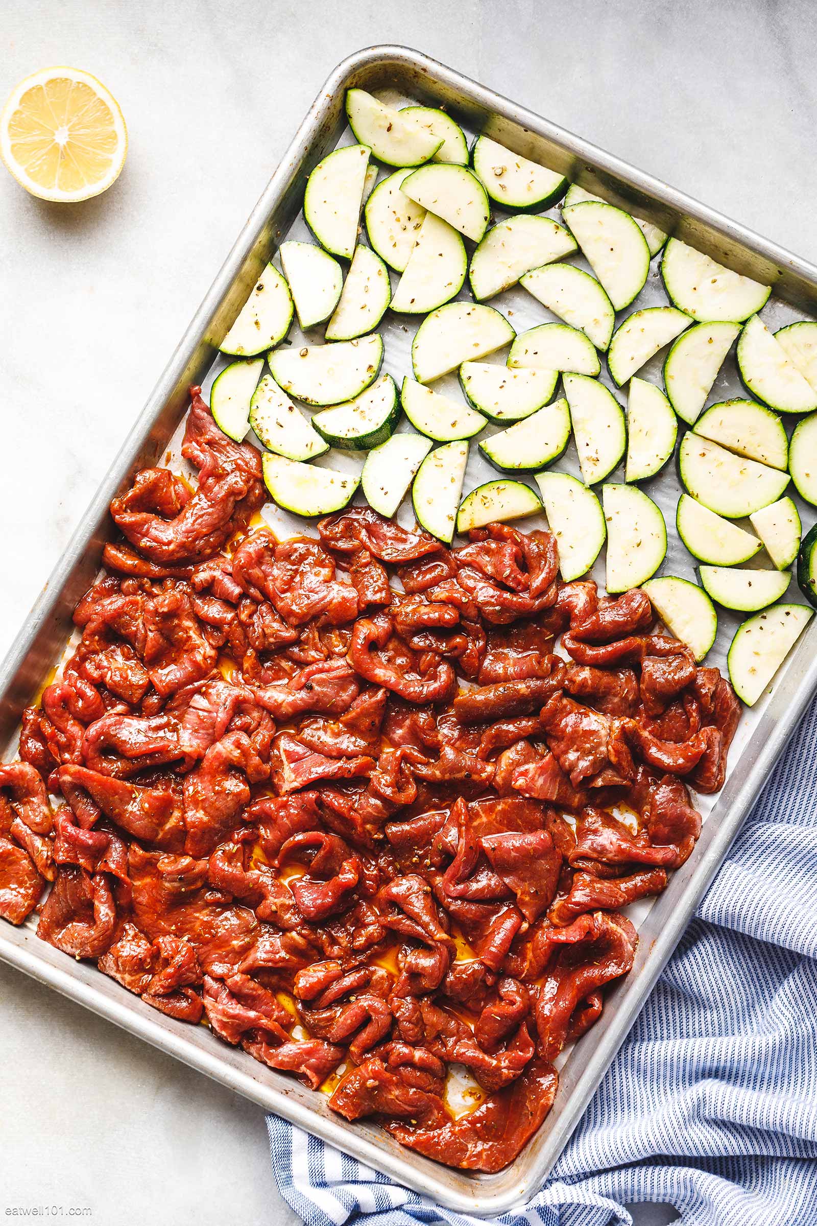 10-Minute Sheet Pan Steak with Lemon Zucchini 2