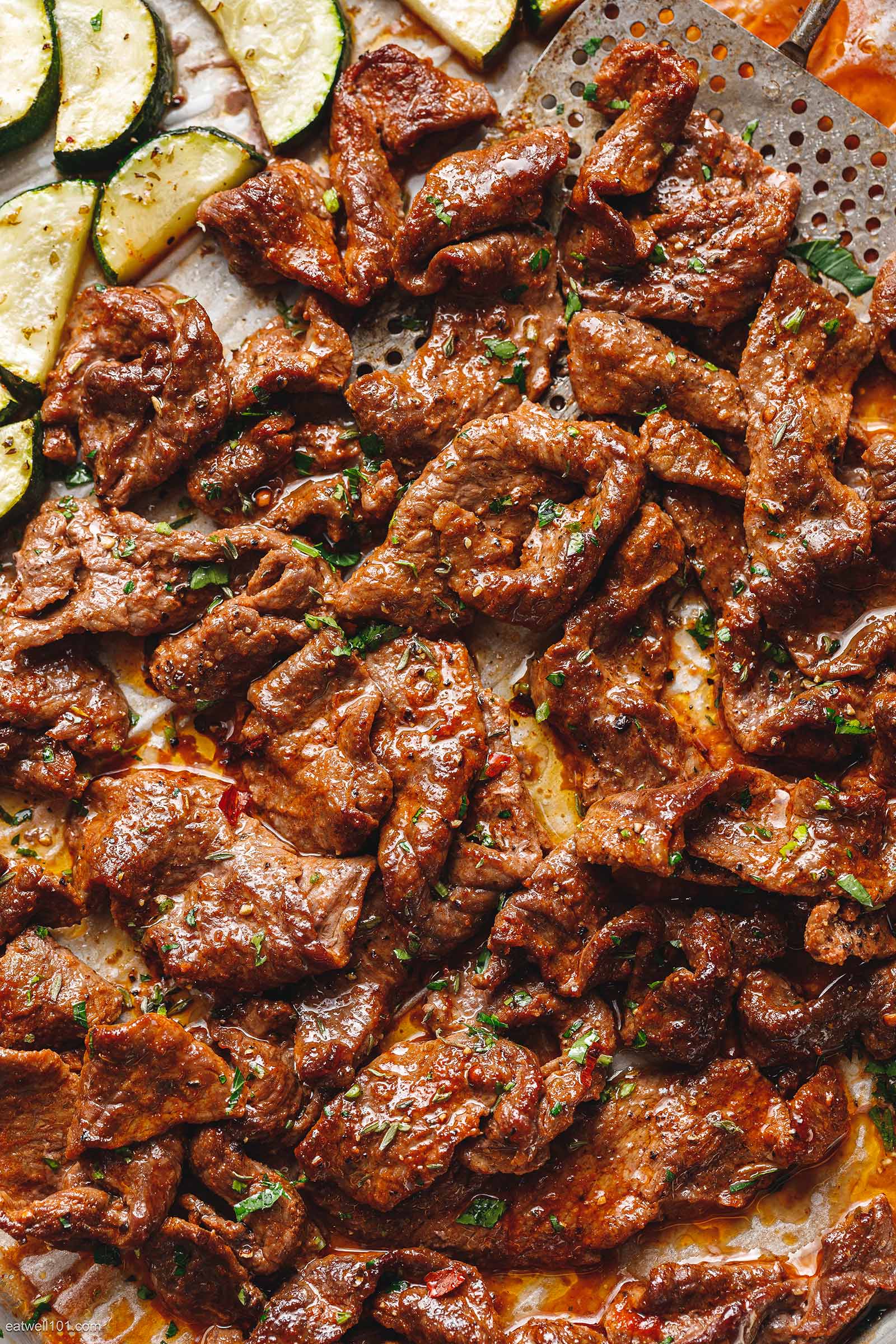 10-Minute Sheet Pan Steak with Lemon Zucchini 5