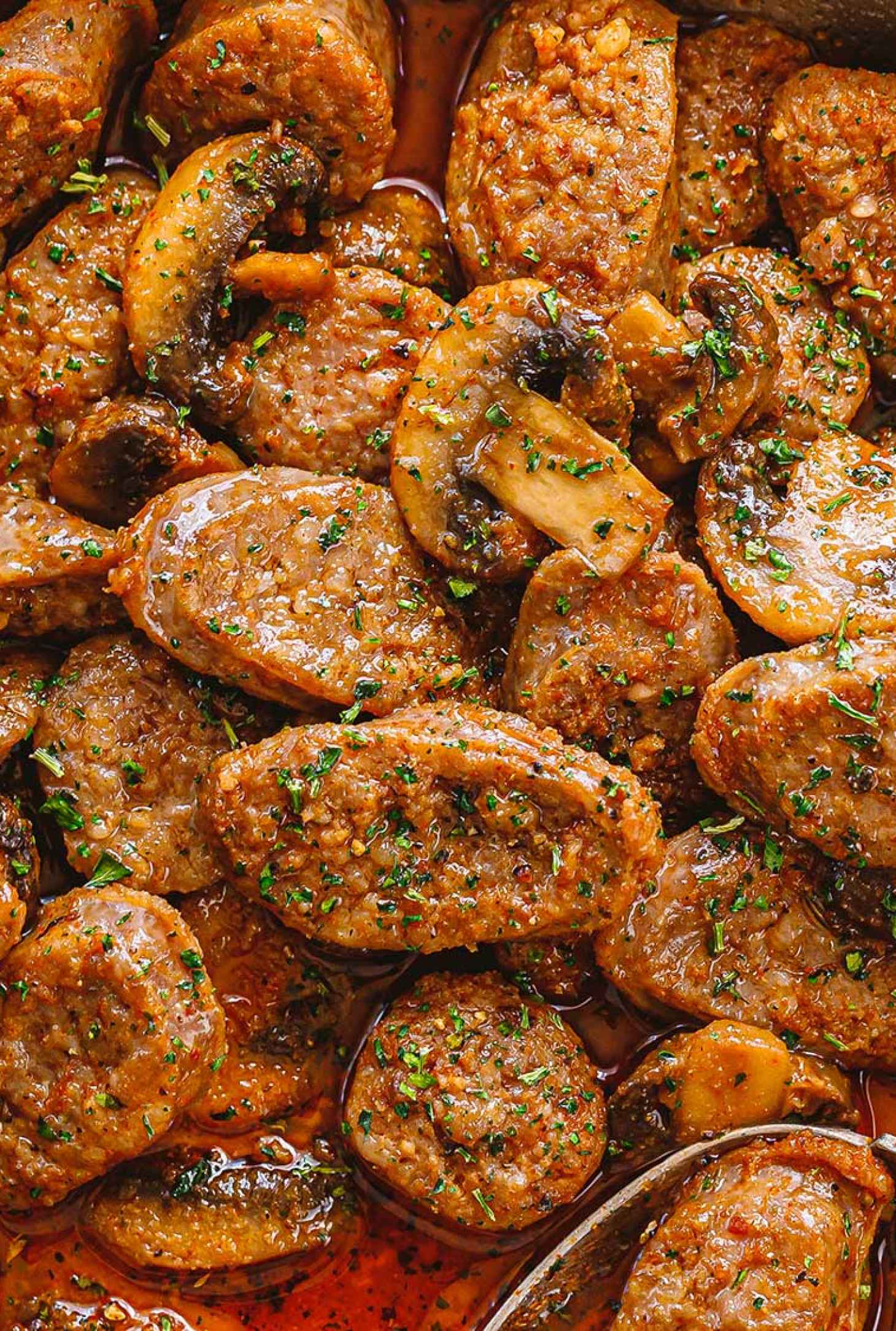 Cajun Sausage Mushrooms - #recipe by #eatwell101 - https://www.eatwell101.com/cajun-sausage-mushrooms-recipe