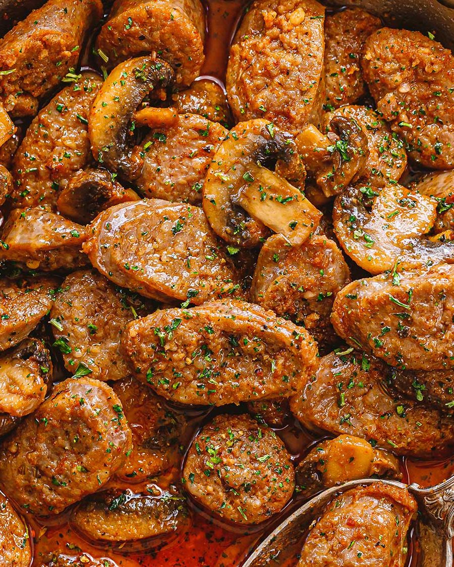 Cajun Sausage Mushrooms - #recipe by #eatwell101 - https://www.eatwell101.com/cajun-sausage-mushrooms-recipe
