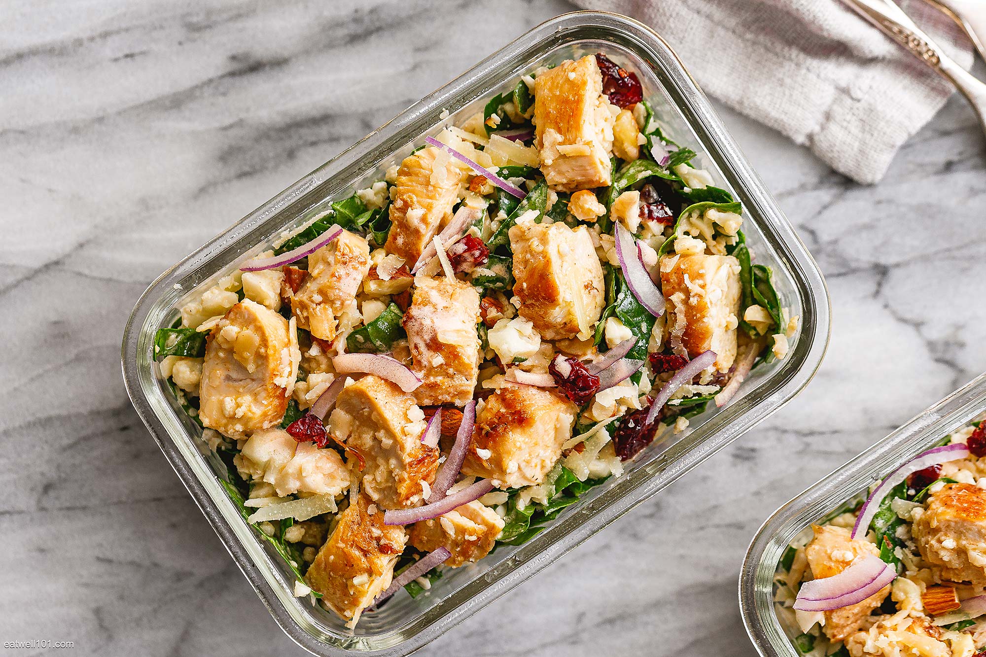 Meal Prep Chicken Spinach Cauliflower Salad