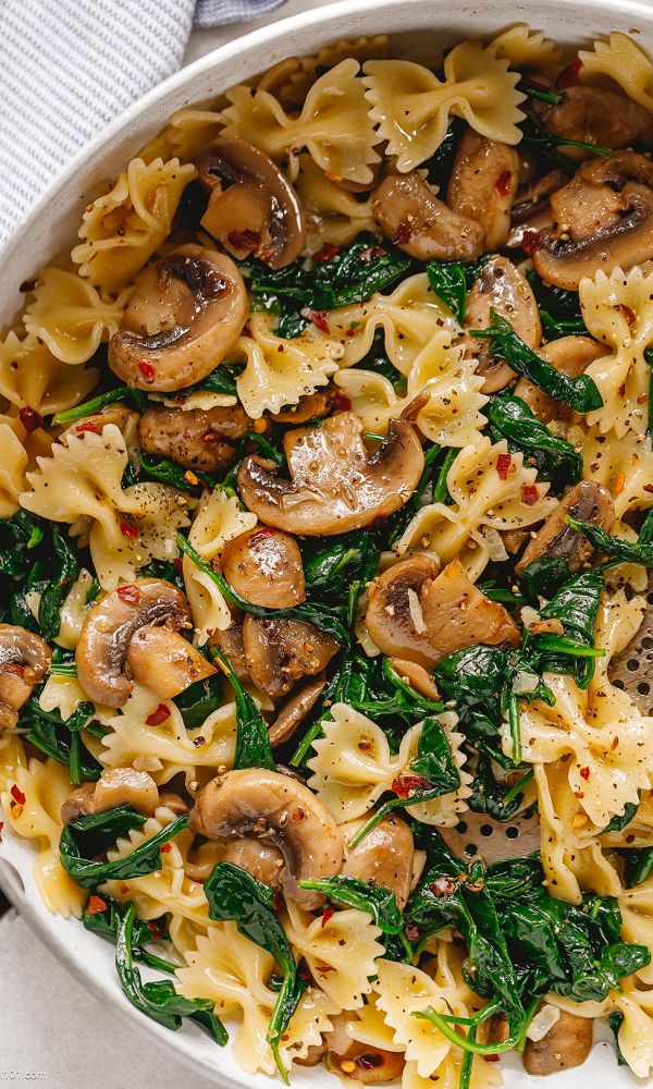 Parmesan Spinach Mushroom Pasta Skillet