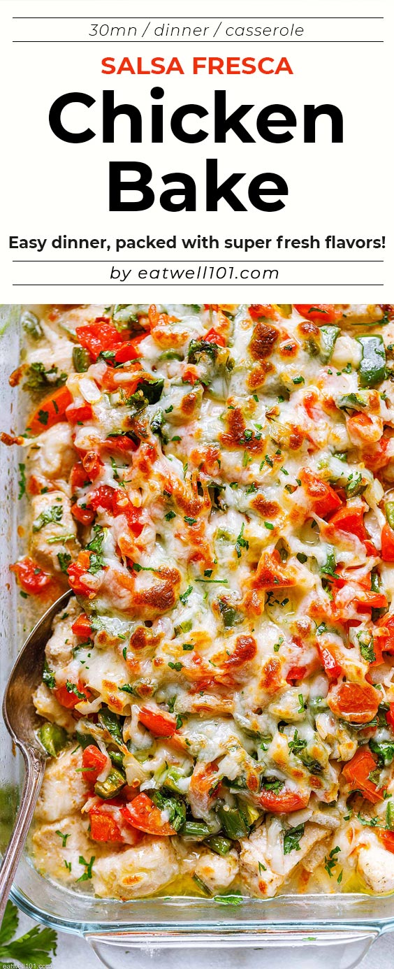 Salsa Fresca Chicken Bake - #chicken #recipe #eatwell101 - This crazy good chicken bake with salsa Fresca is so quick and easy to make - a guaranteed hit for tonight!