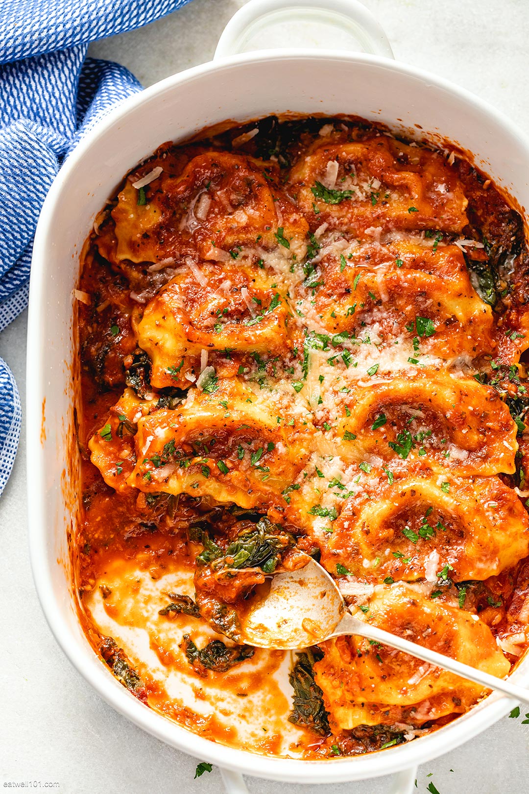 Easy Tomato Spinach Ravioli Bake Recipe Baked Ravioli Recipe — Eatwell101
