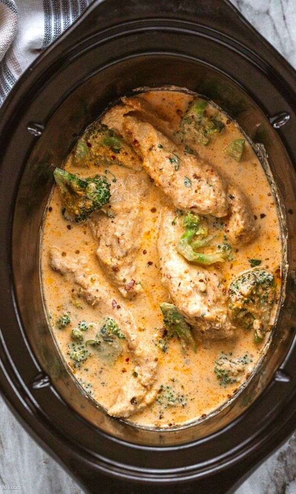 Slow Cooker Chicken Alfredo with Broccoli