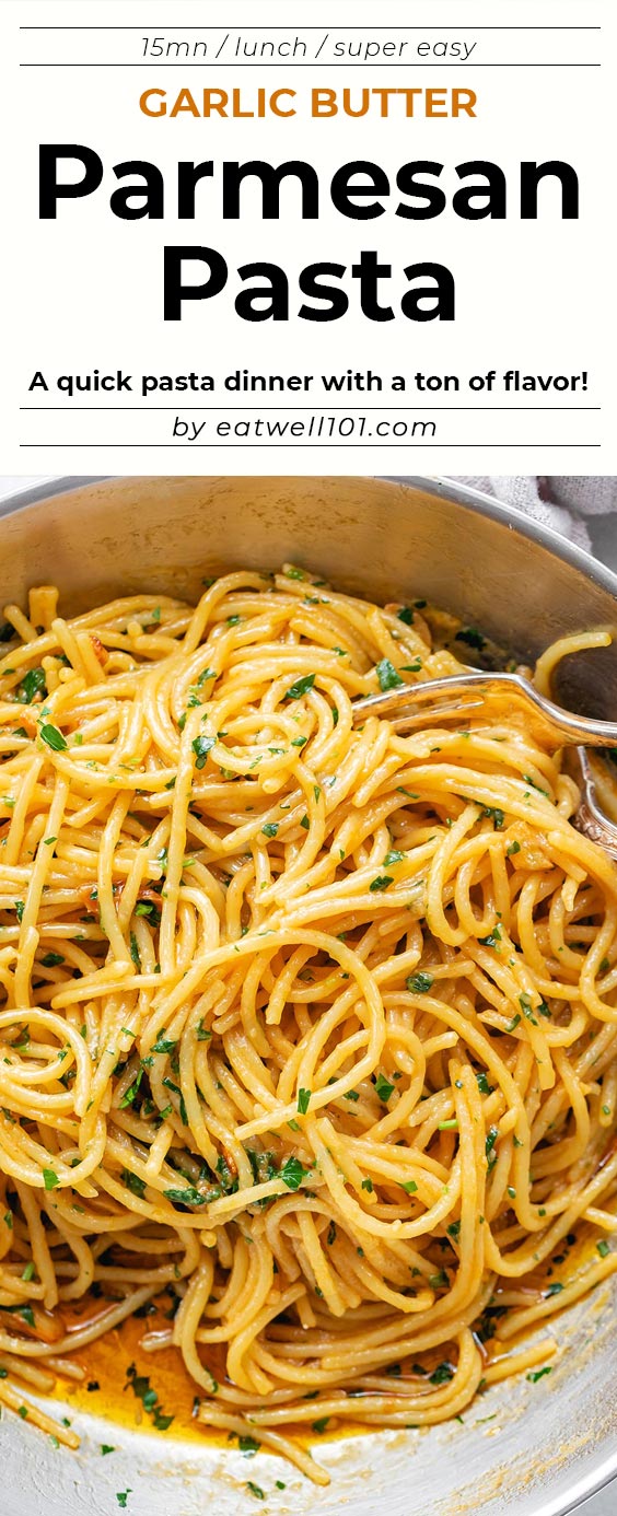 Spicy Garlic Butter Parmesan Pasta - #pasta #recipe #eatwell101 - This spicy garlic butter pasta is another quick pasta dinner with a ton of flavor!