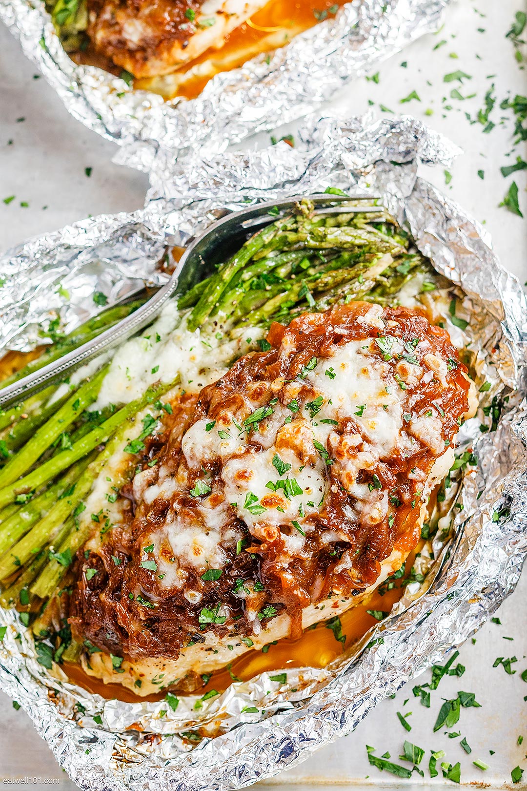 French Onion Chicken and Asparagus Foil Packets 3