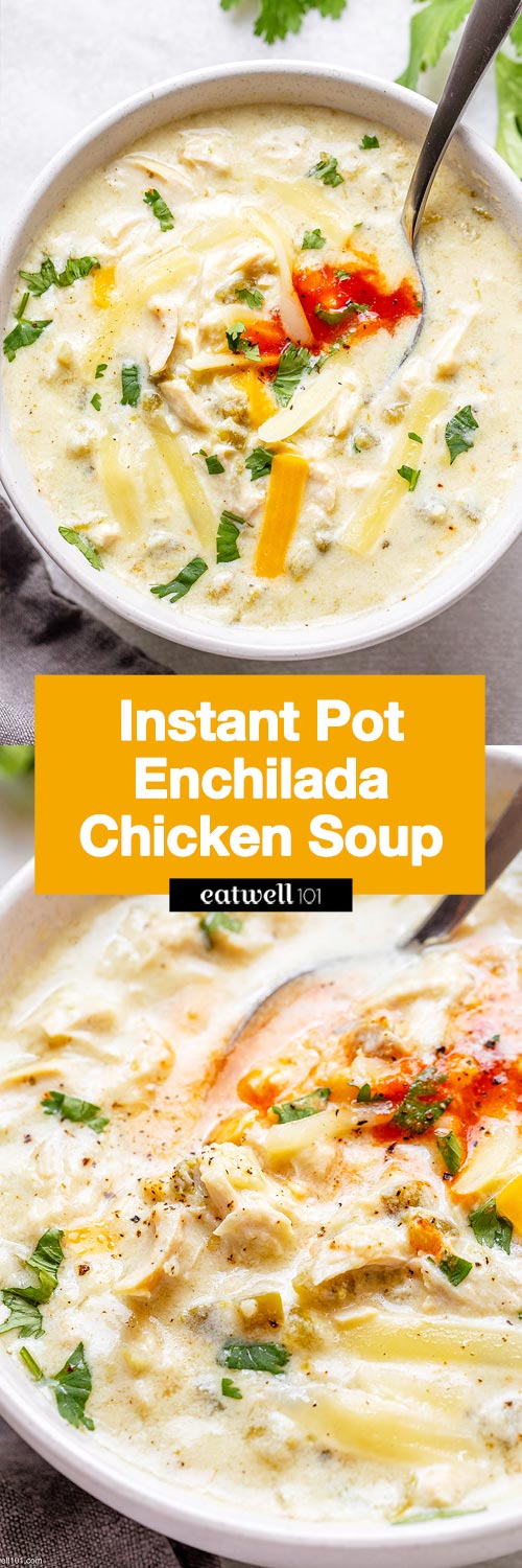 Instant Pot Enchilada Chicken Soup - #instantpot #chicken #soup #recipe #eatwell101 - This Instant Pot Chicken enchilada soup recipe is a quick weeknight dinner idea. 