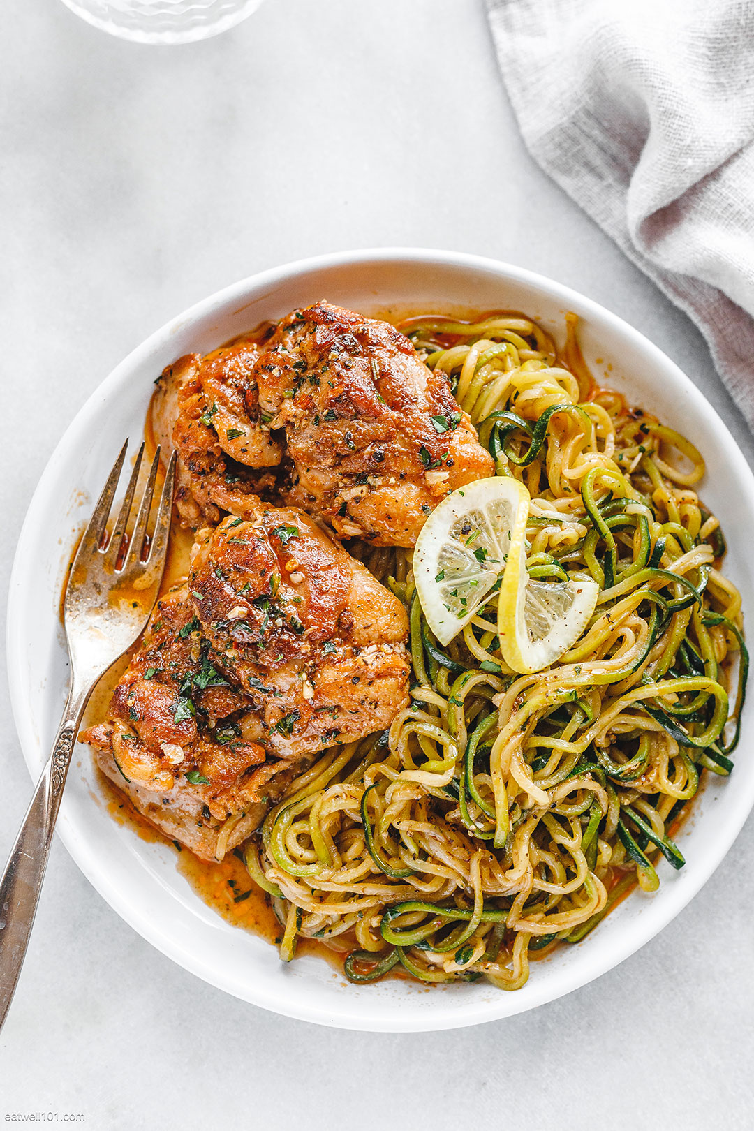 Lemon Garlic Butter Chicken and Zucchini Noodles Skillet 3