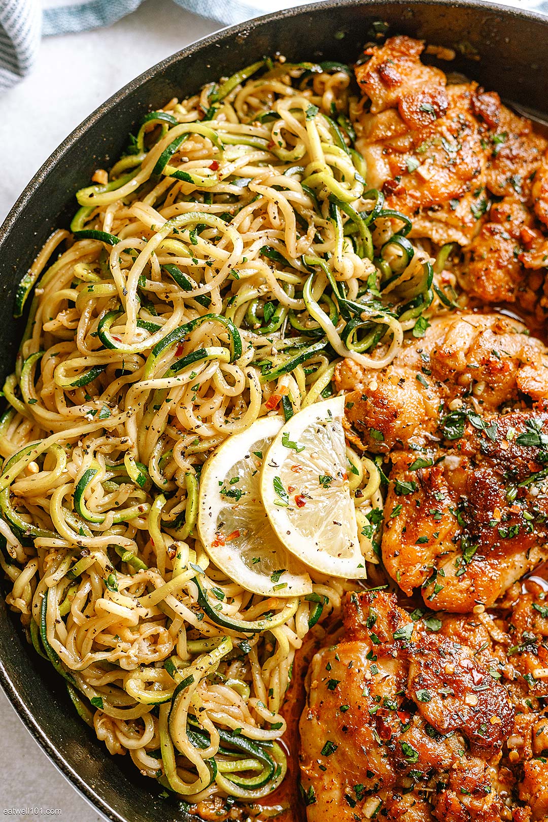 Lemon Garlic Butter Chicken and Zucchini Noodles