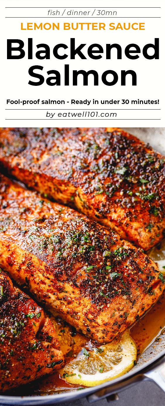 Blackened Salmon with Lemon Butter Sauce - #salmon #recipe #eatwell101 - This delicious blackened salmon recipe is fool-proof and ready in under 30 minutes!
