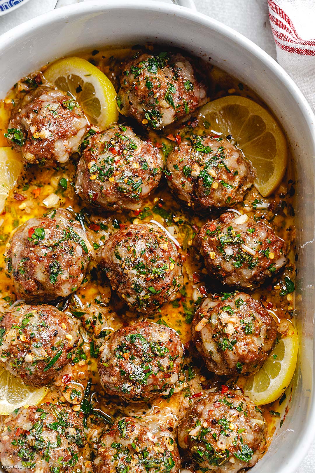 Baked Turkey Meatballs Recipe with Lemon Garlic Butter Sauce Oven