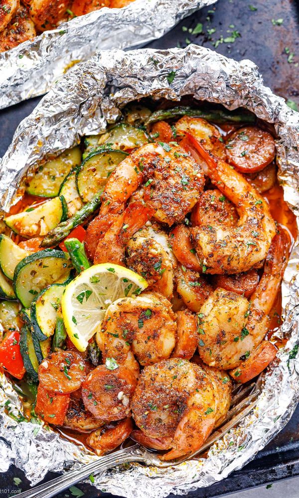 Cajun Sausage Shrimp Foil Packs