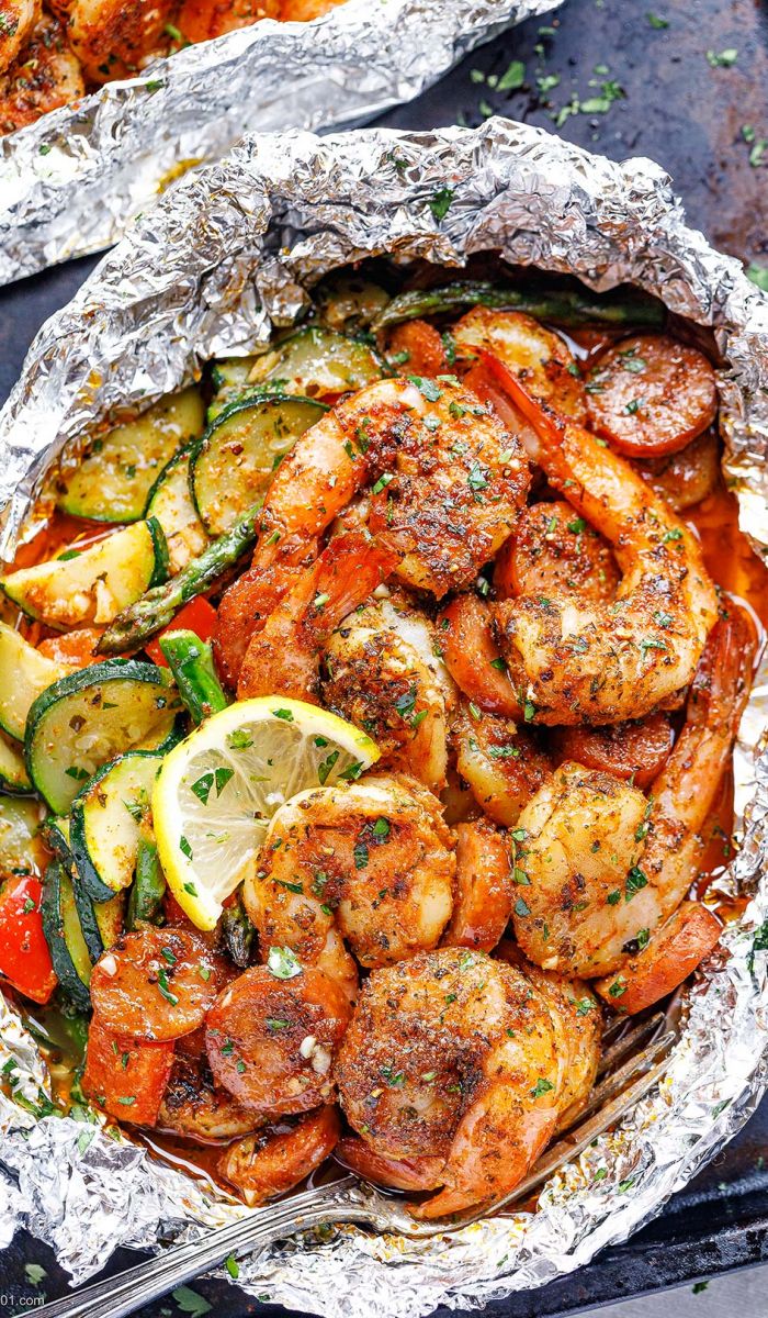 Cajun Sausage Shrimp Foil Packs