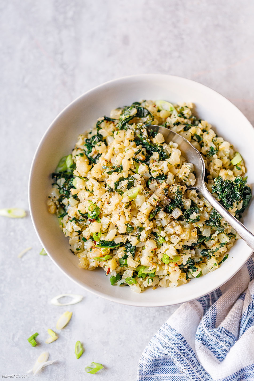 Garlic Butter Cauliflower Rice with Kale
