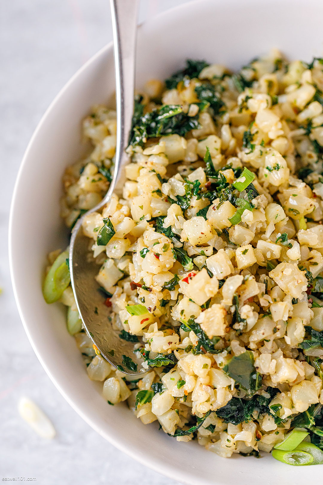 Garlic Butter Cauliflower Rice with Kale – Cauliflower Kale Recipe ...