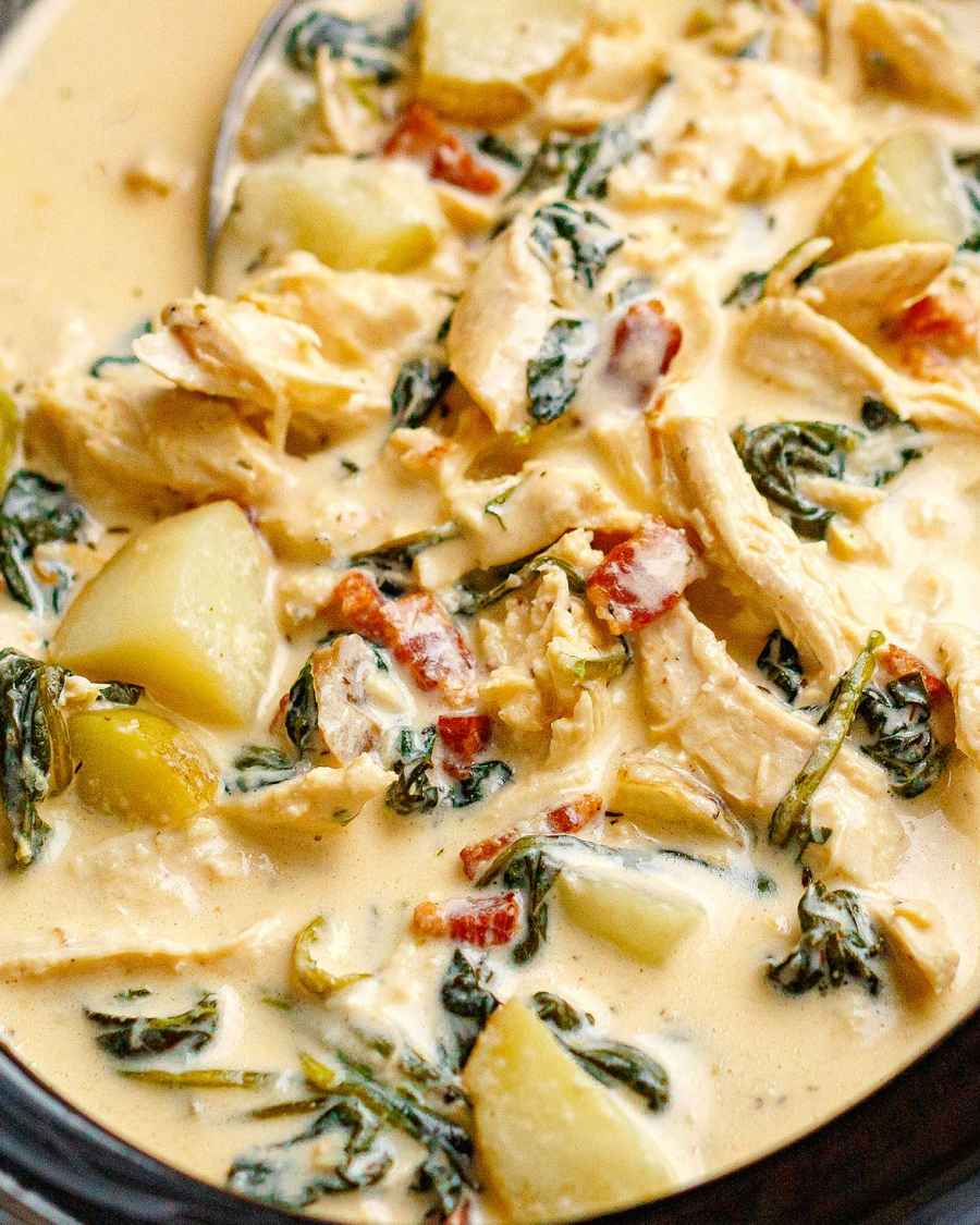 Slow Cooker Creamy Chicken Potato Soup - #recipe by #eatwell101 - https://www.eatwell101.com/slow-cooker-chicken-potato-soup-recipe