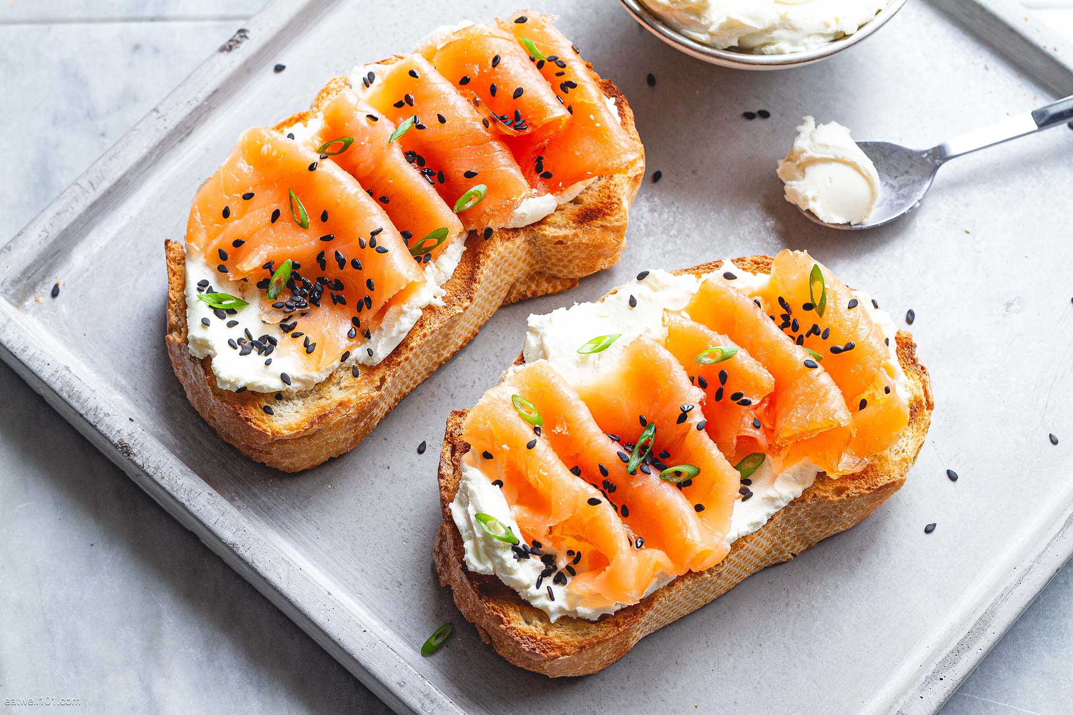 Whipped Cream Cheese Toasts With Smoked Salmon Cream Cheese Toast Recipe Eatwell101