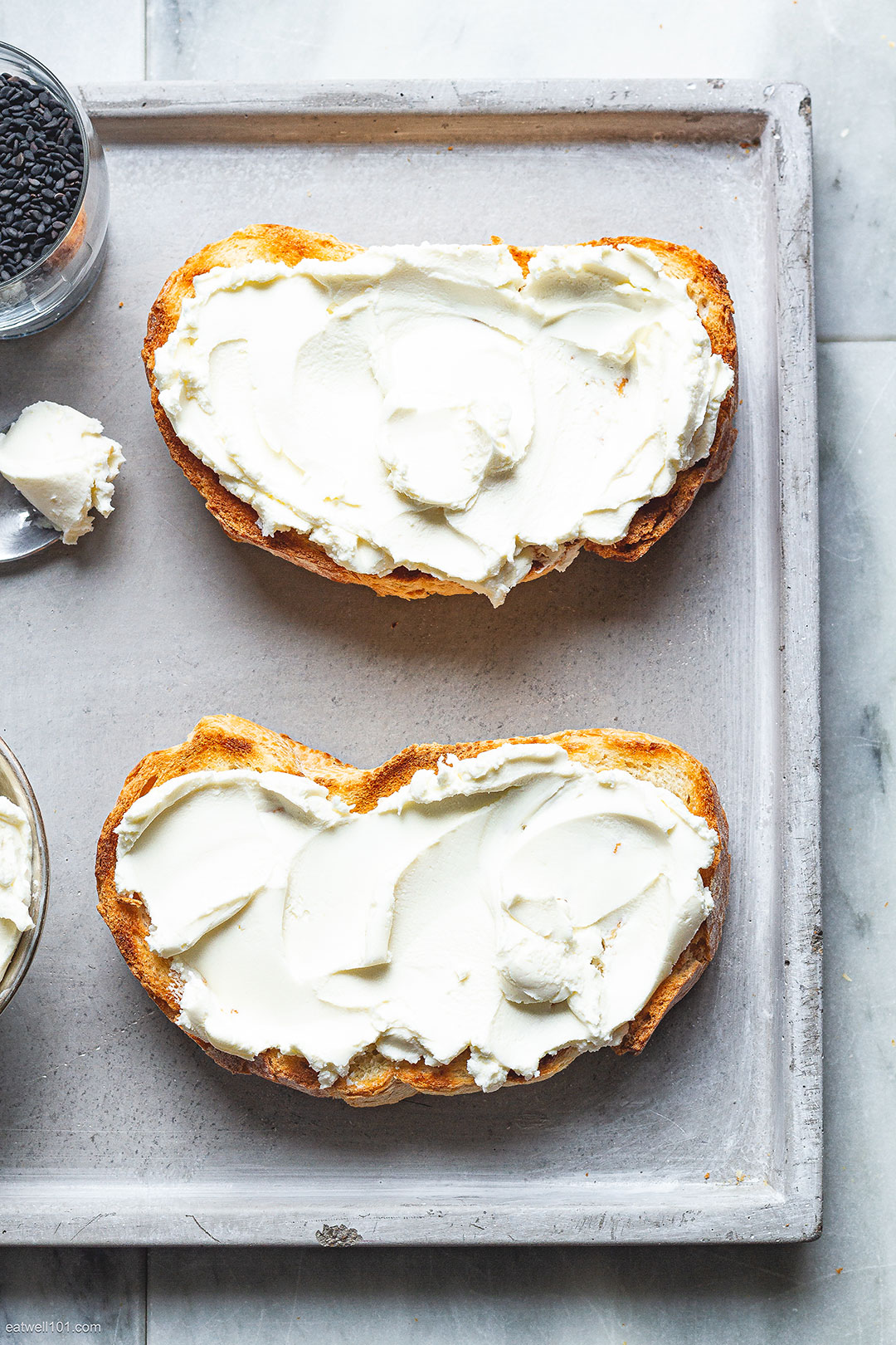 Whipped Cream Cheese Toasts with Smoked Salmon 2