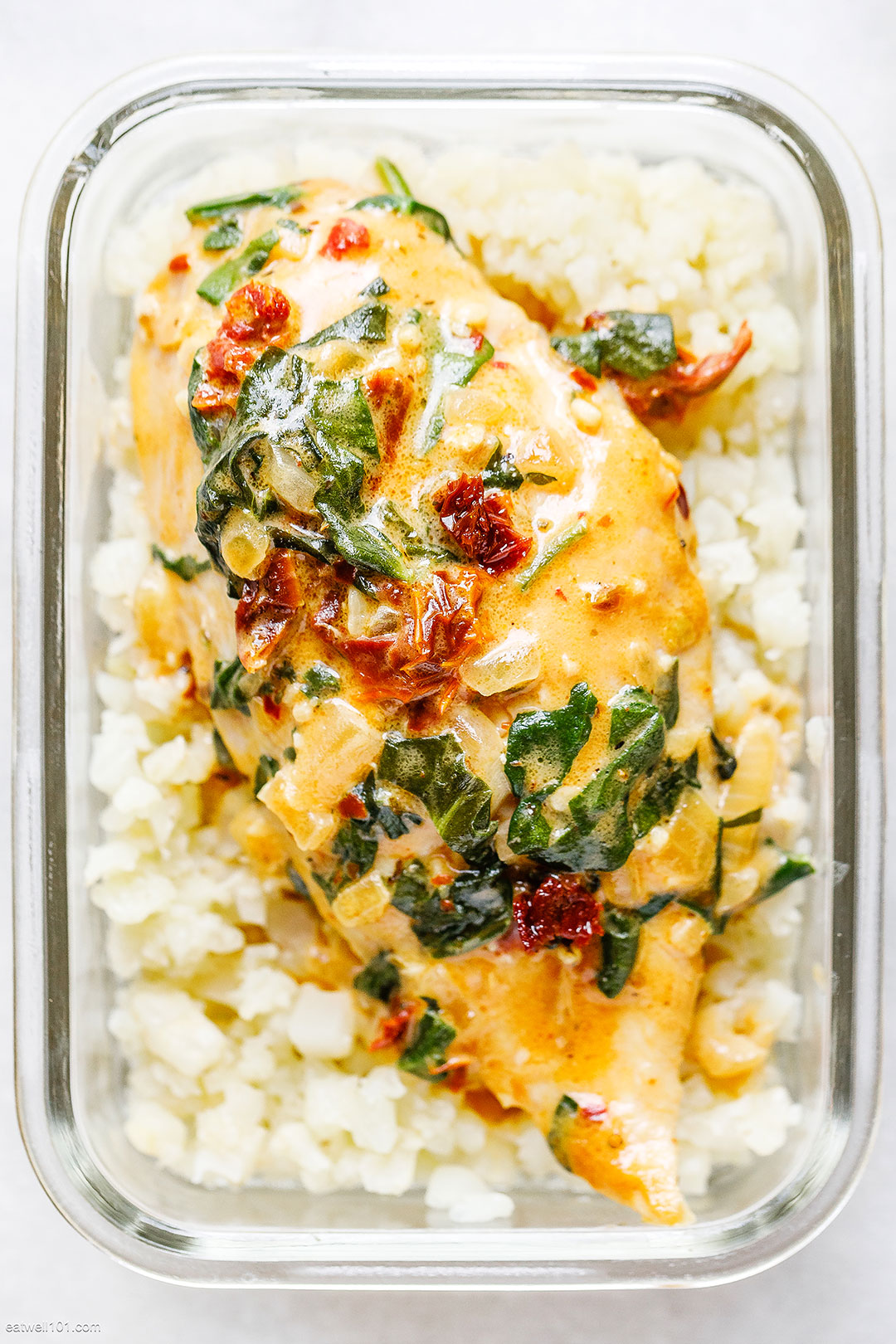 Creamy Tuscan Chicken & Cauliflower Rice Meal Prep