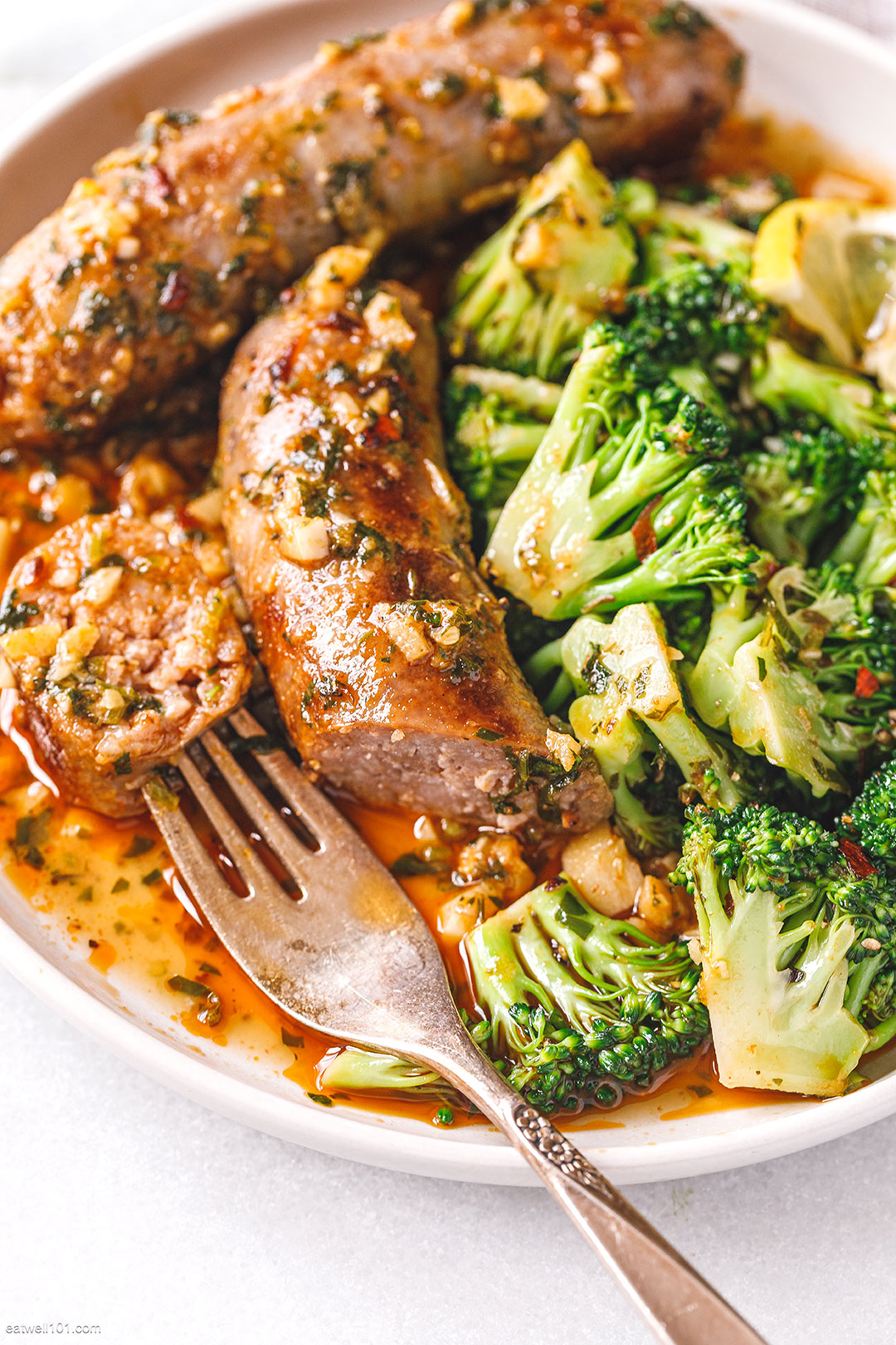 Garlic Butter Sausages and Broccoli Skillet 6