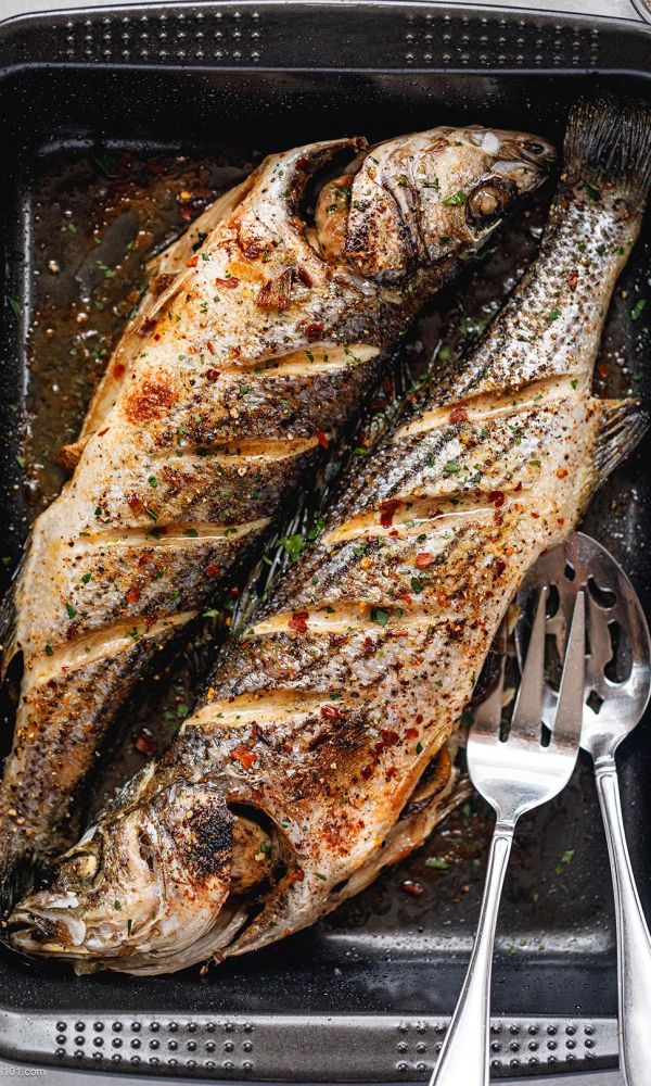 Grilled Stuffed Sea Bass with Garlic Mushrooms