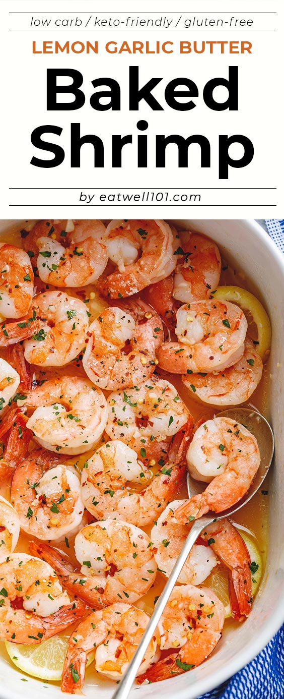 Lemon Garlic Butter Baked Shrimp - #shrimp #baked #recipe #eatwell101 - These baked shrimps are gorgeous and super quick to prepare! Just pop the shrimps in the oven and dinner is ready.