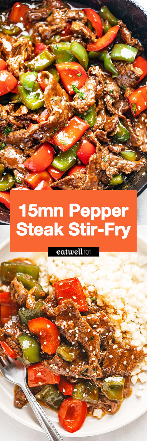 15-Minute Pepper Steak Stir-Fry - #steak #stirfry #recipe #eatwell101 - You'll love this pepper steak stir-fry recipe: A restaurant-quality dinner that you can make in less than 20 minutes, using simple and fresh ingredients. 