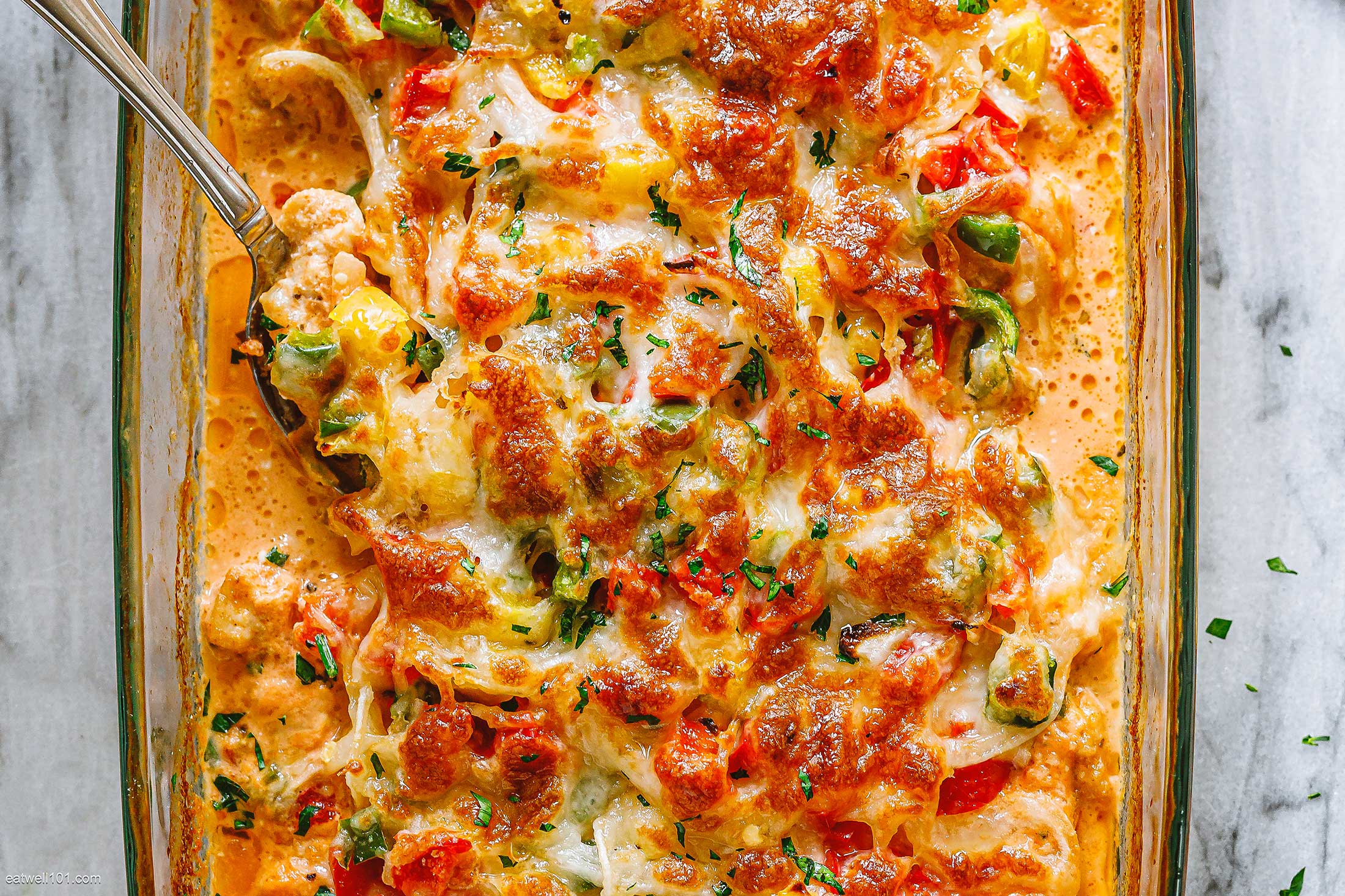 Creamy Baked Fajita Chicken Casserole