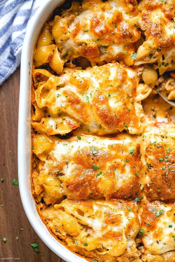 Cheesy Baked Pasta with Creamy Meat Sauce