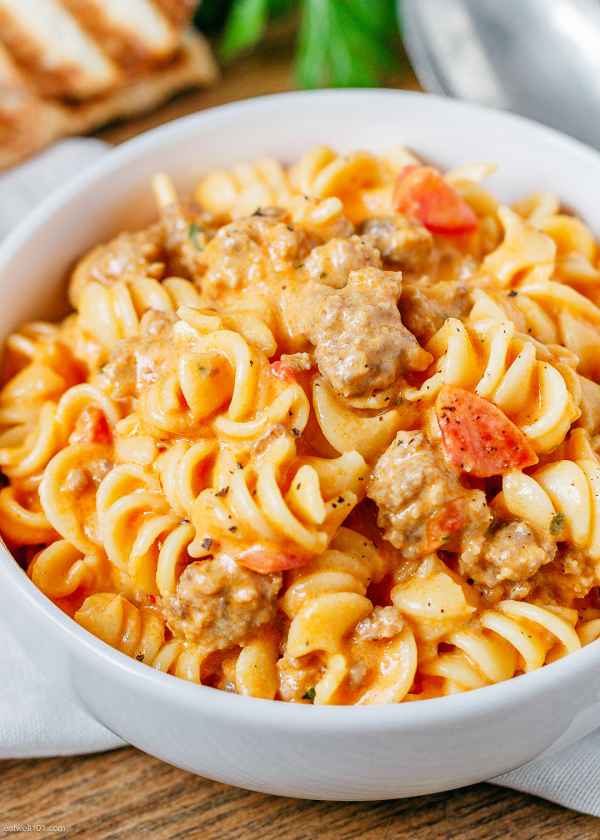 Cheesy Sausage Rotini Pasta