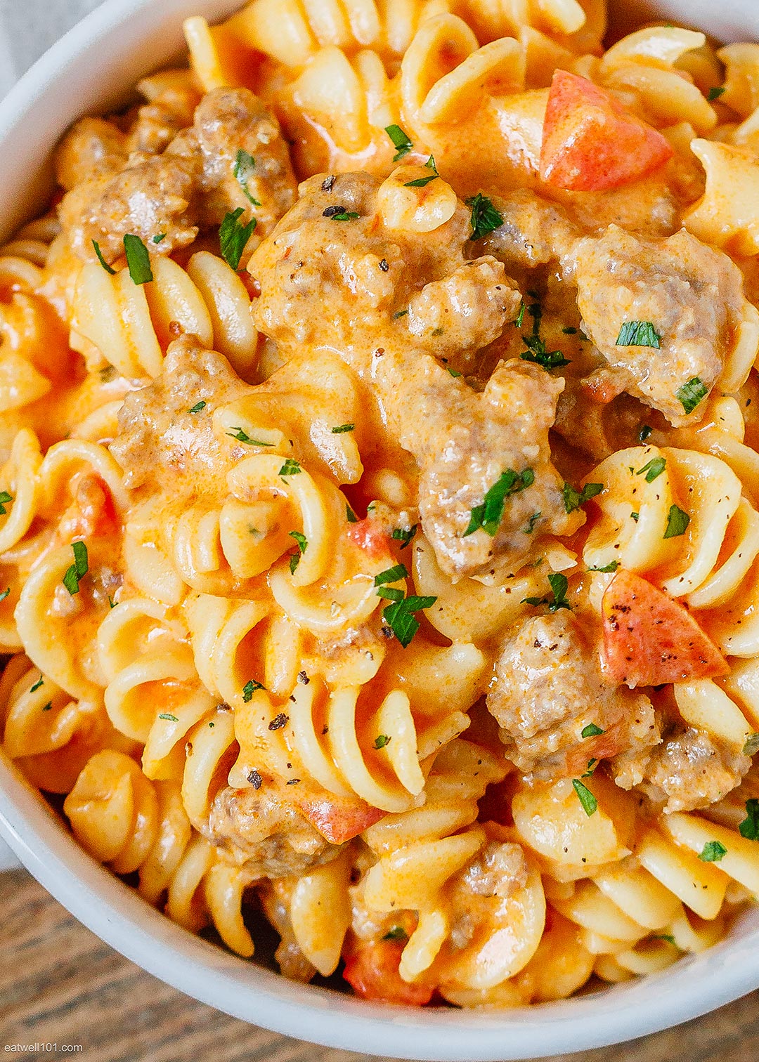 Cheesy Sausage Rotini Pasta Recipe – Sausage Recipe with Pasta — Eatwell101