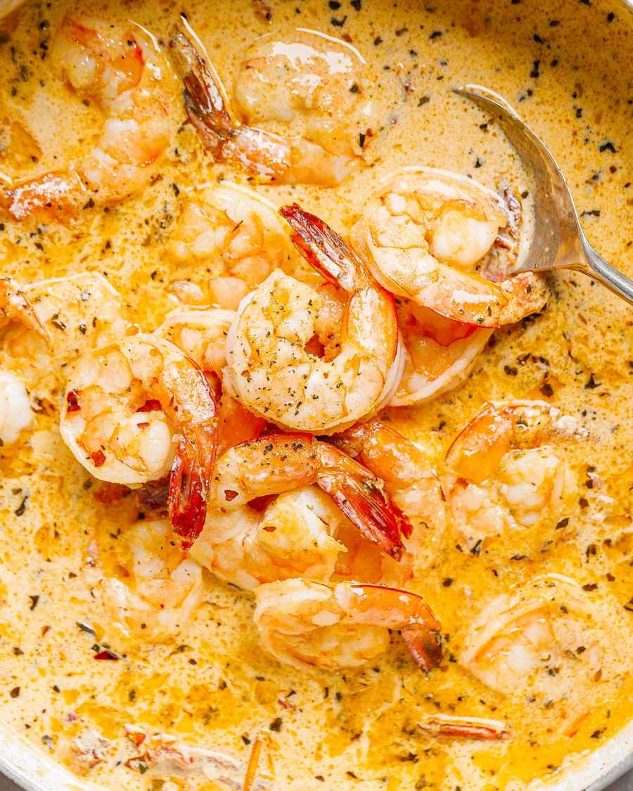 Creamy Garlic Shrimp with Sundried Tomatoes - #recipe by #eatwell101 - https://www.eatwell101.com/creamy-garlic-shrimp-recipe