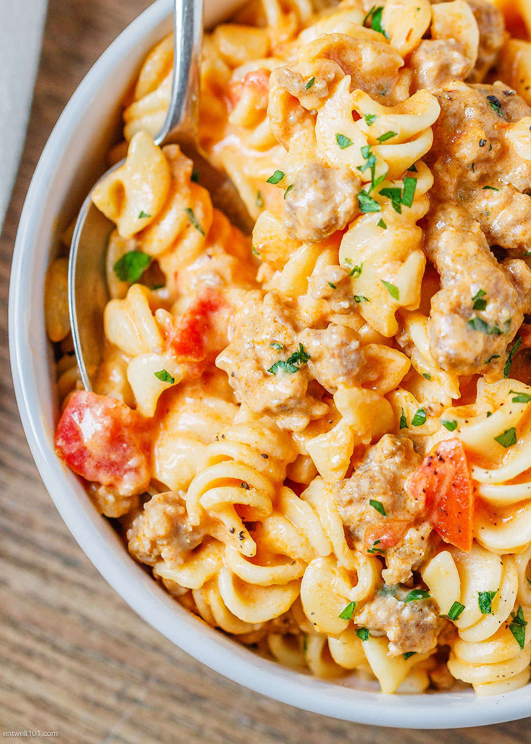 Cheesy Sausage Rotini Pasta Recipe – Sausage Recipe with Pasta — Eatwell101