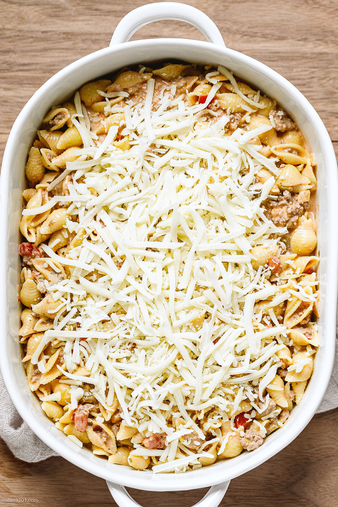 Salsa Baked Shells Recipe with Creamy Cheesy Meat Sauce 1