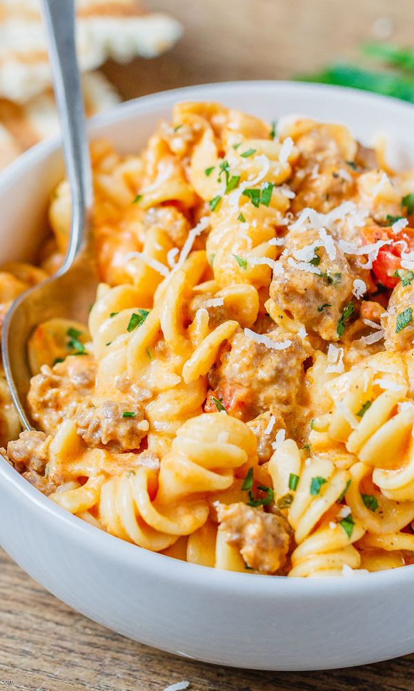 Cheesy Sausage Rotini Pasta