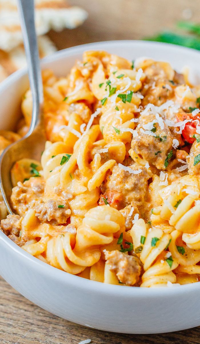 Cheesy Sausage Rotini Pasta