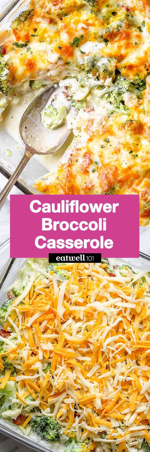 Loaded Cauliflower Broccoli Casserole - #casserole #broccoli #cauliflower #recipe #eatwell101 - This loaded cauliflower broccoli casserole with bacon is an incredible keto/low-carb recipe that's ready in 30mn and tastes incredible.