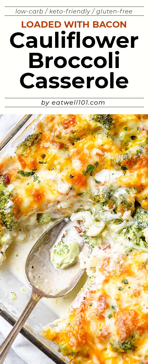 Loaded Cauliflower Broccoli Casserole - #casserole #broccoli #cauliflower #recipe #eatwell101 - This loaded cauliflower broccoli casserole with bacon is an incredible keto/low-carb recipe that's ready in 30mn and tastes incredible.