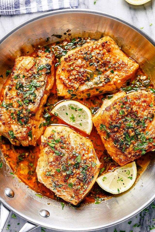 Lemon Garlic Butter Baked Cod Fillets